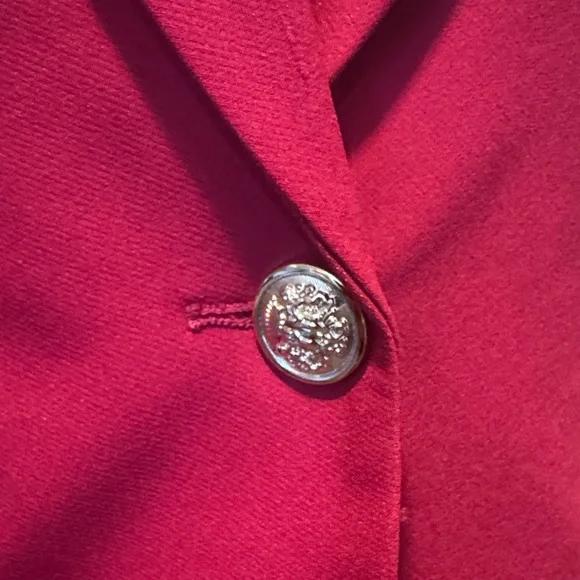 Nicole Miller Deep Raspberry Single-Button Tailored Blazer with Silver Buttons - Picture 3 of 10